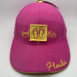 Beach Life Florida Cap Hat Women's Pink Adjustable
